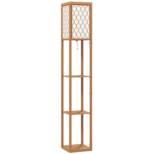 Photo of HOMCOM Three-Shelf Standing Lamp - Natural in Natural colour on a white background