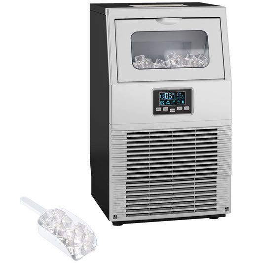 Photo of HOMCOM Commercial Ice Maker with 4kg Ice Storage - Silver Tone in Tone colour on a white background