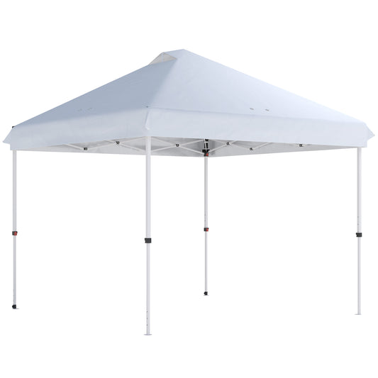 Photo of Outsunny 3 x 3 m Pop Up Gazebo with Wheels, UPF50+ One-Touch Outdoor Garden Party Tent Marquee Wedding Awning Canopy, White in White colour on a white background