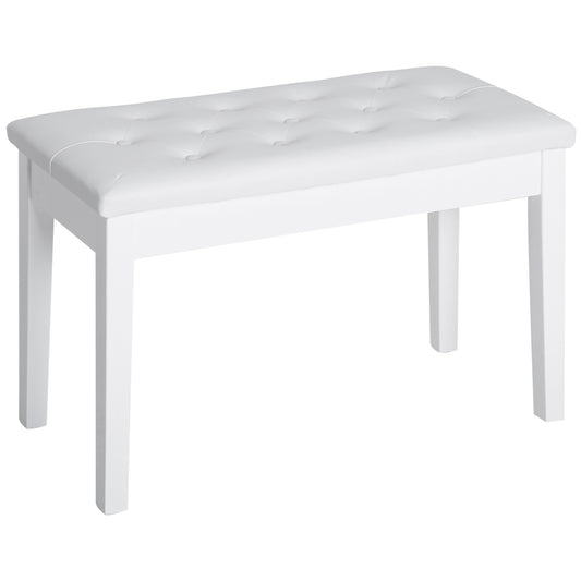 Photo of HOMCOM PU Leather Upholstered Piano Stool Makeup Stool Bench Dressing Table Seat with Storage 76x36x50cm, White in White colour on a white background