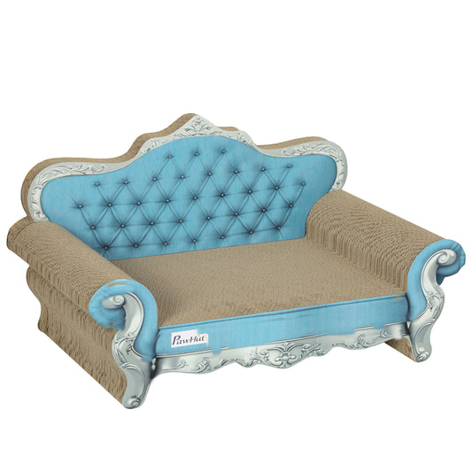 Photo of PawHut 2-in-1 Cat Scratcher with Catnip for Indoor Cats, Light Blue in Blue colour on a white background