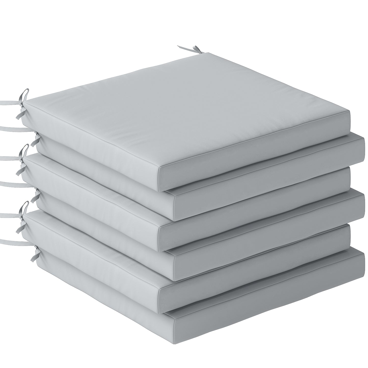 Photo of Outsunny Set of 6 Outdoor Seat Cushions with Machine Washable Cover, Water Repellent Seat Cushions Light Grey in Grey colour on a white background