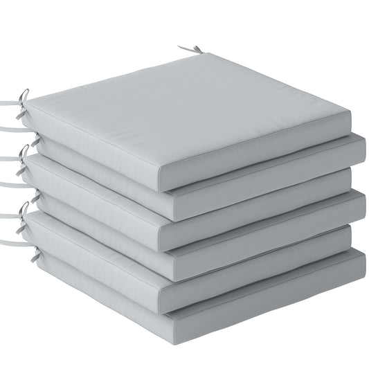 Photo of Outsunny Set of 6 Outdoor Seat Cushions with Machine Washable Cover, Water Repellent Seat Cushions Light Grey in Grey colour on a white background