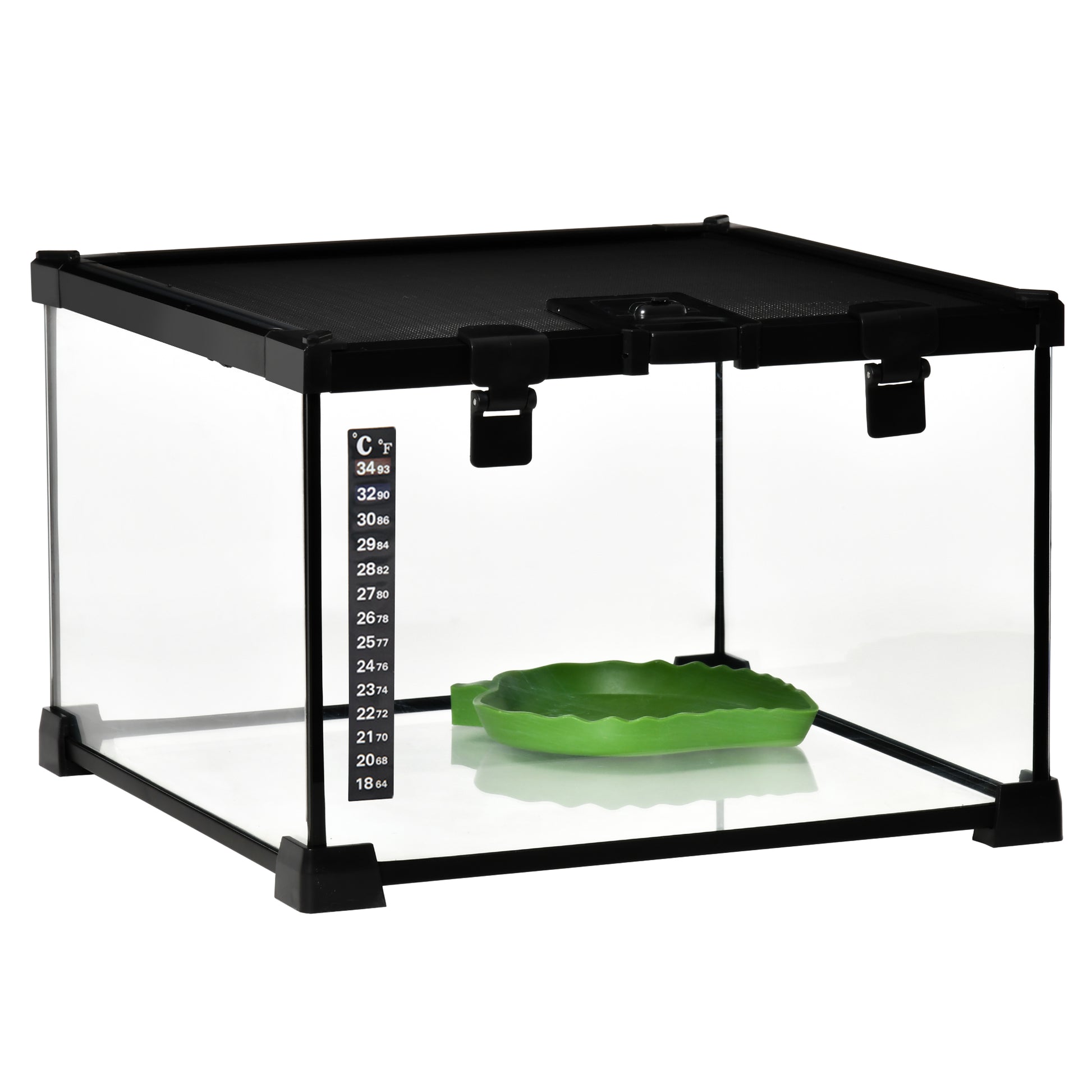 Photo of PawHut Glass Reptile Terrarium Insect Breeding Tank Vivarium Habitats with Thermometer for Lizards, Horned Frogs, Snakes, Spiders - Small 30 x 30 x 20cm in 20cm colour on a white background