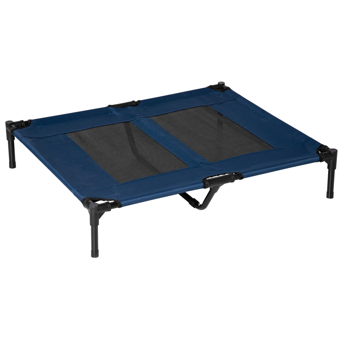 Photo of PawHut Raised Dog Bed Cat Elevated Lifted Puppy Pet Elevated Cot Portable Camping Basket – Blue (Large) in (Large) colour on a white background