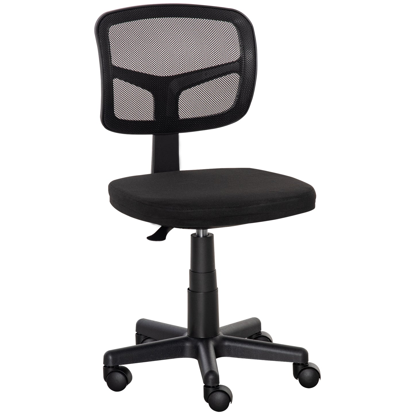 Photo of Vinsetto Small Office Chair without Arms, Ergonomic Swivel Mesh Desk Chair with Curved Back and Wheels, Height Adjustable, for Home Vanity Computer Dressing Table Study Bedroom, Holds Up to 120 kg in kg colour on a white background
