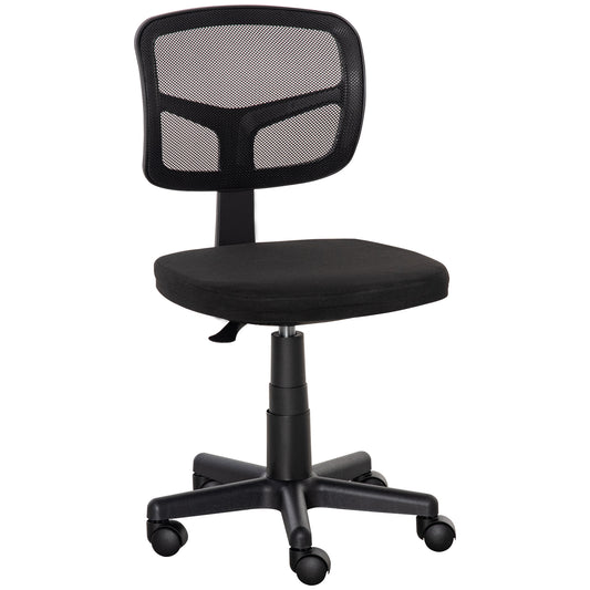 Photo of Vinsetto Small Office Chair without Arms, Ergonomic Swivel Mesh Desk Chair with Curved Back and Wheels, Height Adjustable, for Home Vanity Computer Dressing Table Study Bedroom, Holds Up to 120 kg in kg colour on a white background