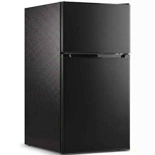 Photo of HOMCOM 88L Under Counter Fridge Freezer, Small Refrigerator with 5-Setting, 3 Star Freezer Rating, Black in Black colour on a white background