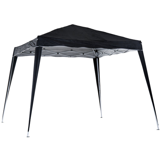 Photo of Outsunny 3 M x 3 M Base/ 2.5 M x 2.5 M Top Pop Up Gazebo with Carry Bag, Height Adjustable Slant Leg Party Tent Instant Event Shelter for Garden, Patio, Black in Black colour on a white background