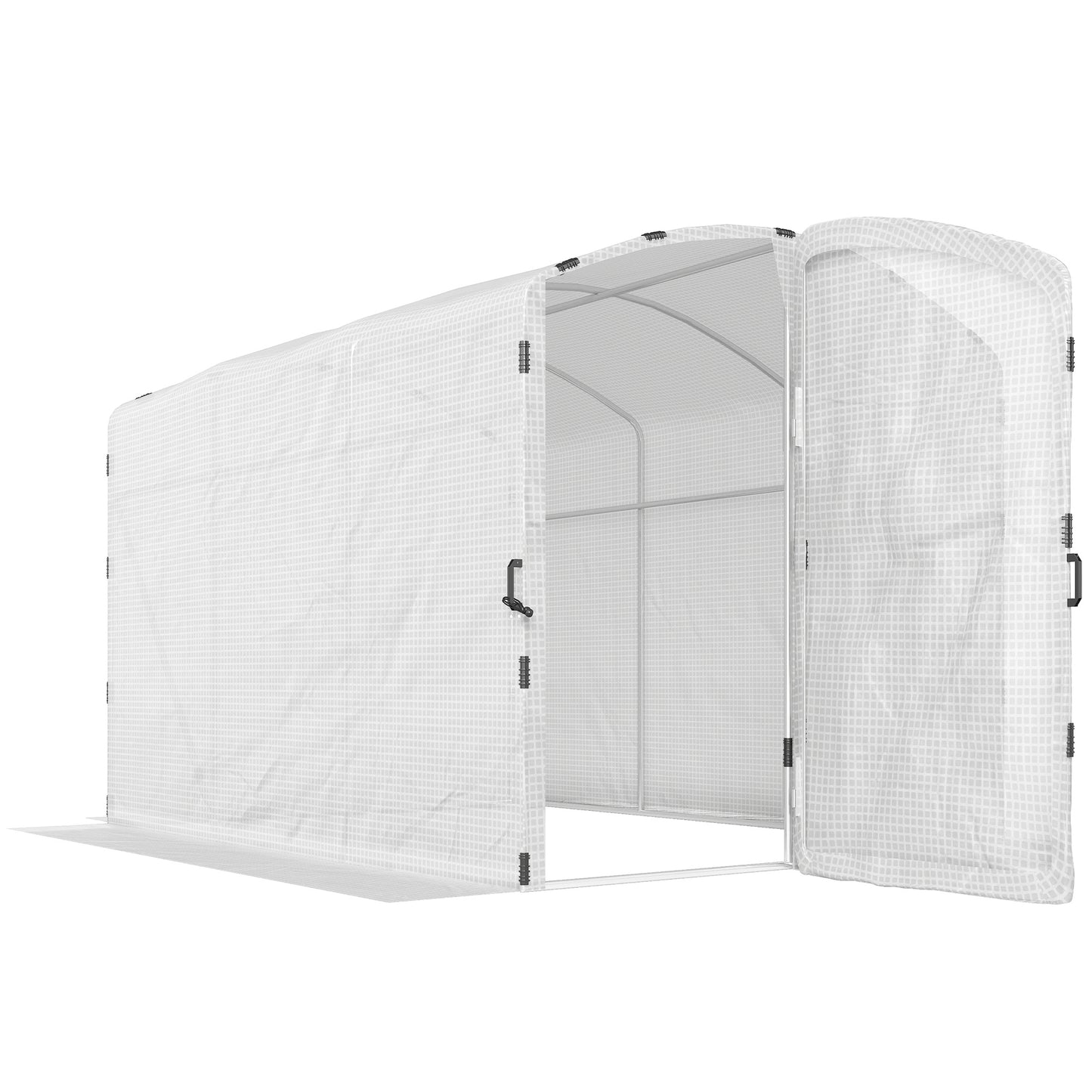 Photo of Outsunny Polytunnel Greenhouse Walk-in Grow House with UV-resistant PE Cover, Door and Galvanised Steel Frame, 3 x 2 x 2m, White in White colour on a white background