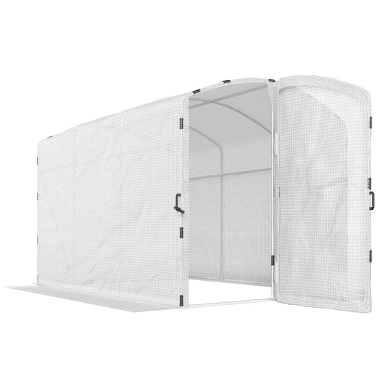 Photo of Outsunny Polytunnel Greenhouse Walk-in Grow House with UV-resistant PE Cover, Door and Galvanised Steel Frame, 3 x 2 x 2m, White in White colour on a white background
