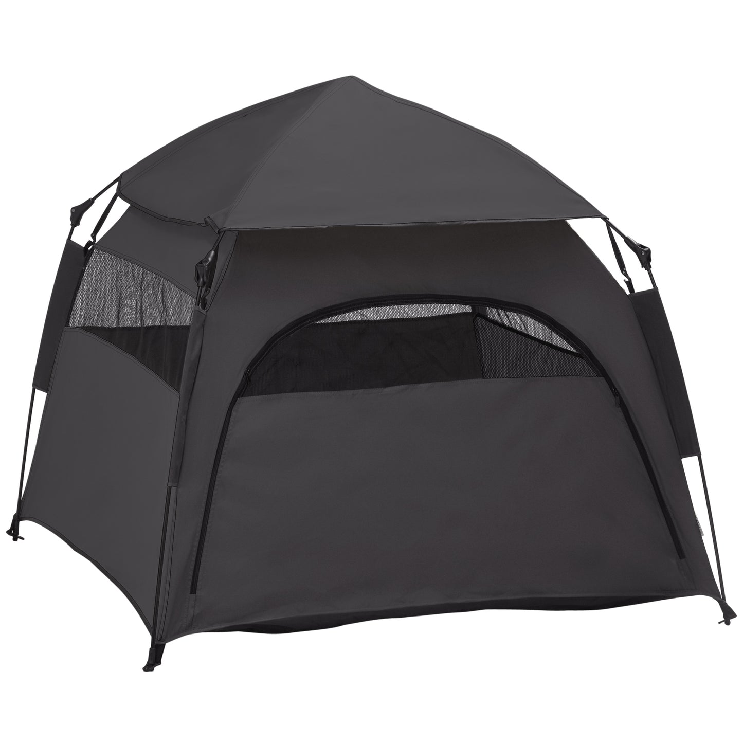 Photo of PawHut Foldable Dog Cat Tent with Water-Resistant Oxford, Carry Bag for Extra Large Dog, Charcoal Grey in Grey colour on a white background