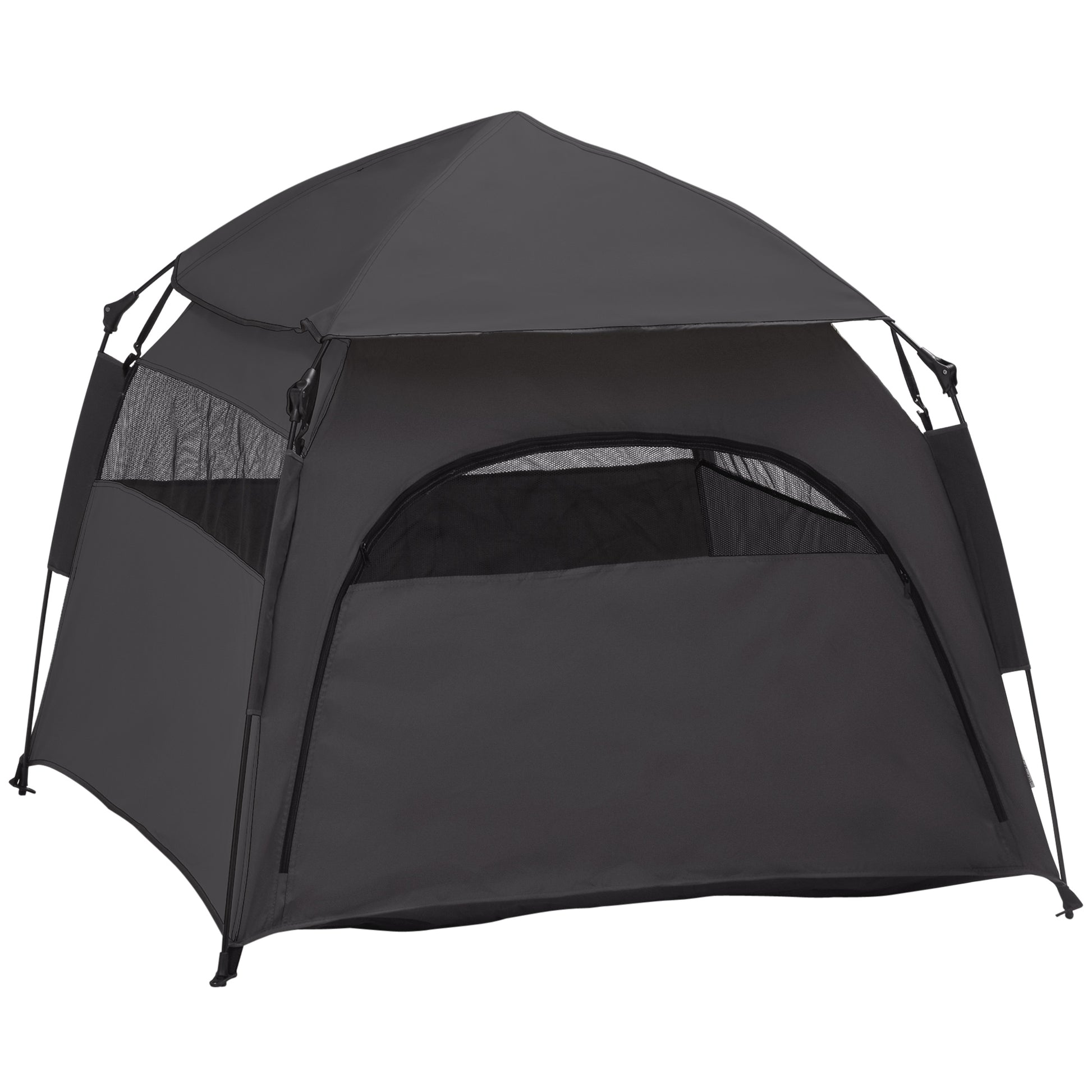 Photo of PawHut Foldable Dog Cat Tent with Water-Resistant Oxford, Carry Bag for Extra Large Dog, Charcoal Grey in Grey colour on a white background