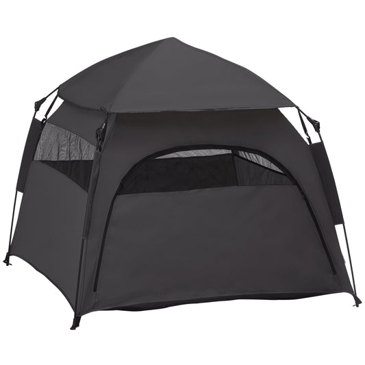 Photo of PawHut Foldable Dog Cat Tent with Water-Resistant Oxford, Carry Bag for Extra Large Dog, Charcoal Grey in Grey colour on a white background