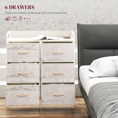 HOMCOM chest with six fabric drawers and an open top shelf