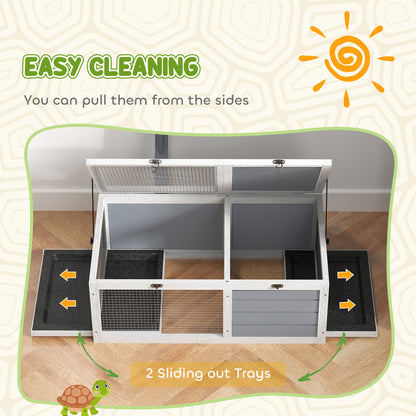 PawHut tortoise enclosure with two removable sliding trays for cleaning