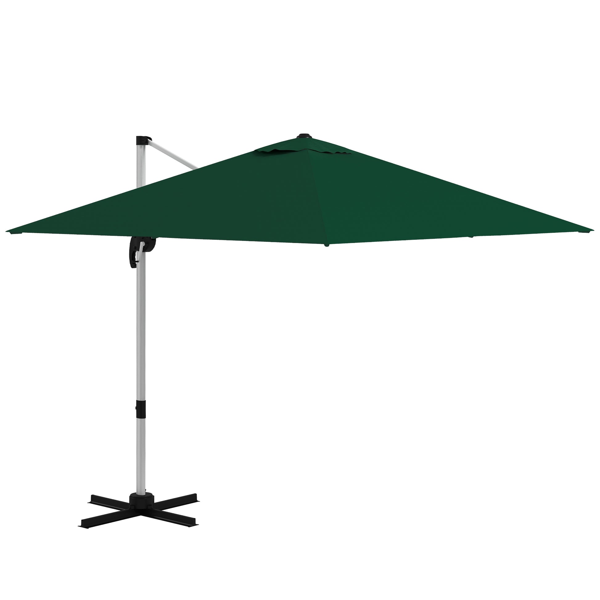 Photo of Outsunny Square Cantilever Garden Parasol, with Five-Position Canopy - Green in Green colour on a white background