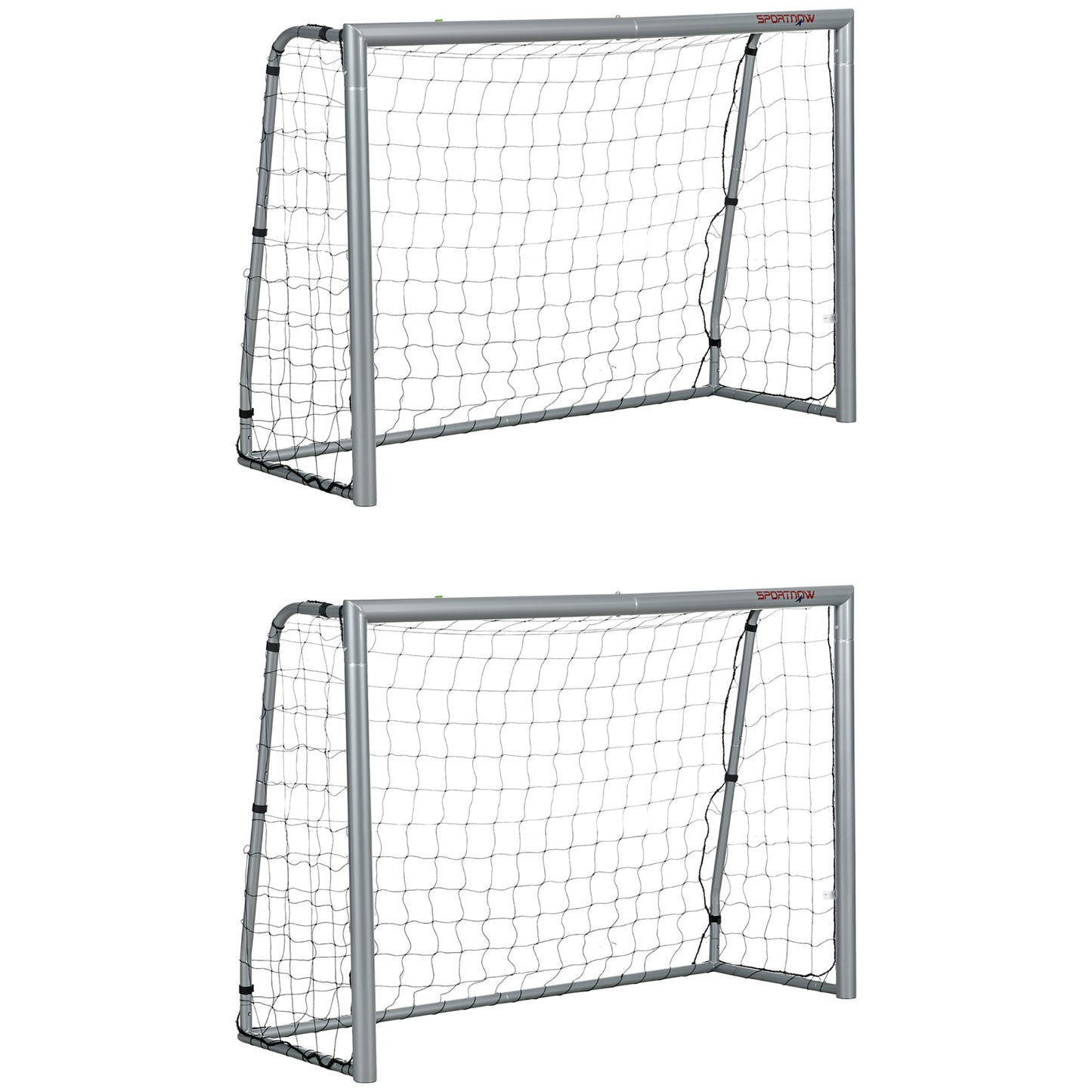 Photo of SPORTNOW 8ft x 5ft Football Goal, Set of 2 Football Net for Garden, Training Goal with Ground Stakes, Steel Frame in Frame colour on a white background