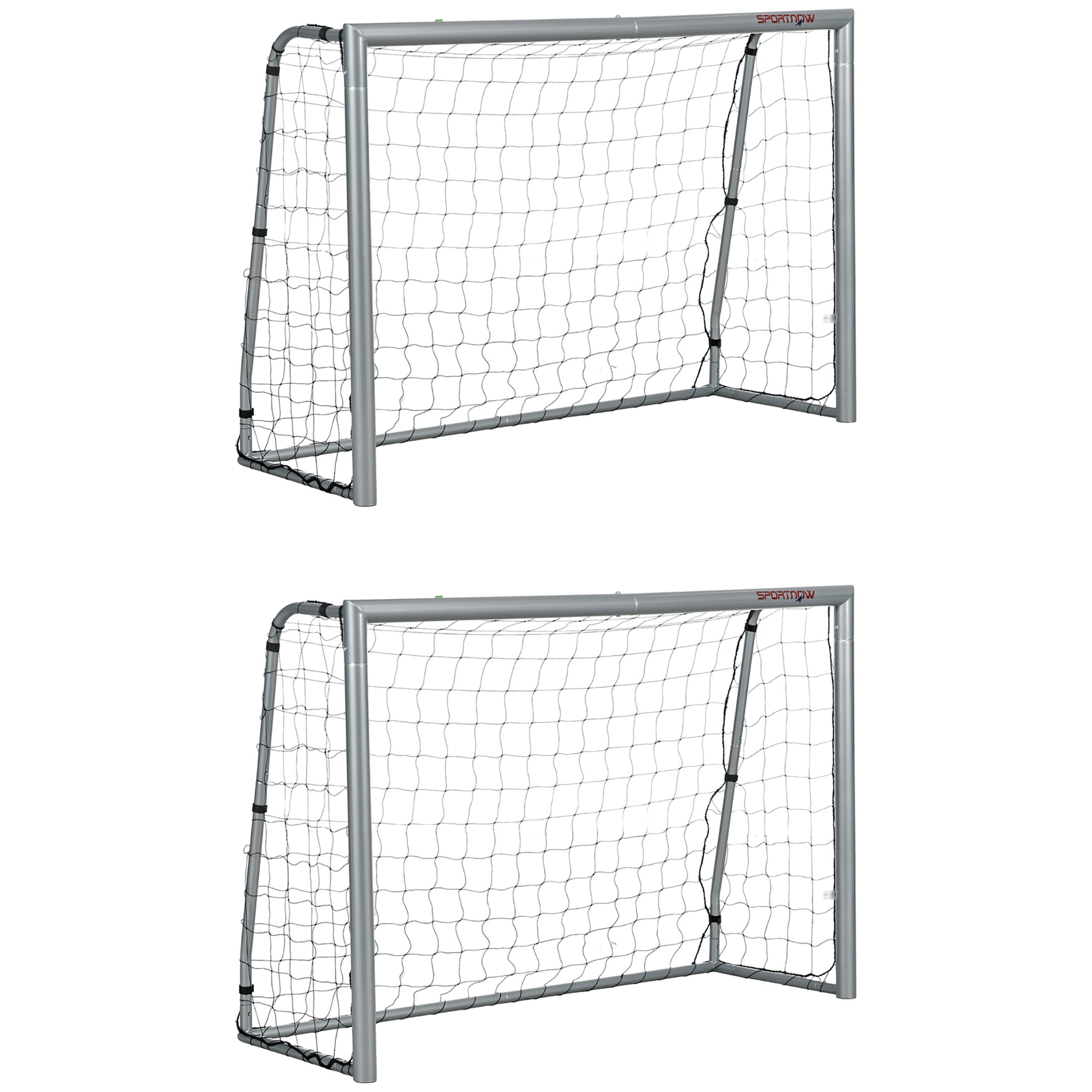 Photo of SPORTNOW 8ft x 5ft Football Goal, Set of 2 Football Net for Garden, Training Goal with Ground Stakes, Steel Frame in Frame colour on a white background
