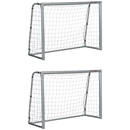 Photo of SPORTNOW 8ft x 5ft Football Goal, Set of 2 Football Net for Garden, Training Goal with Ground Stakes, Steel Frame in Frame colour on a white background