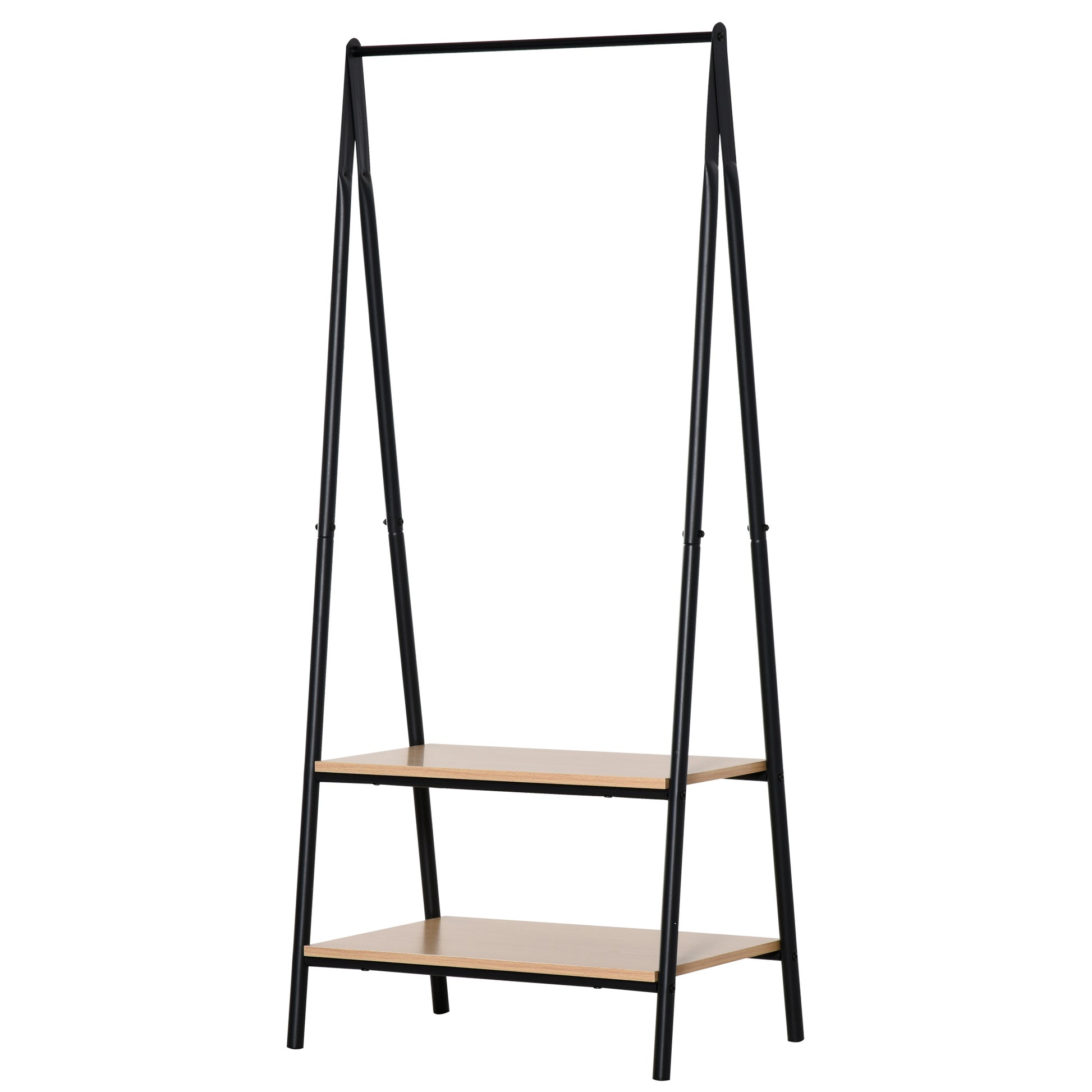 Photo of HOMCOM Clothes Rail, Freestanding Metal Clothes Rack with 2 Tier Storage Shelves for Bedroom and Entryway, 64 x 42.5 x 149 cm, Black Frame in Frame colour on a white background