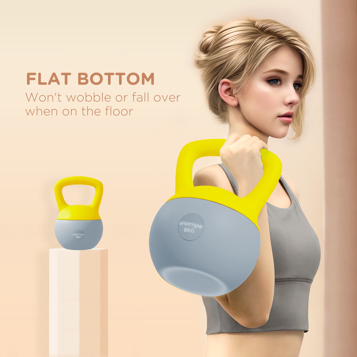 SPORTNOW 8KG Soft Kettlebell, Kettlebell with Non-Slip Handle for Home Gym, Weight Lifting, Strength Training, Yellow/Grey