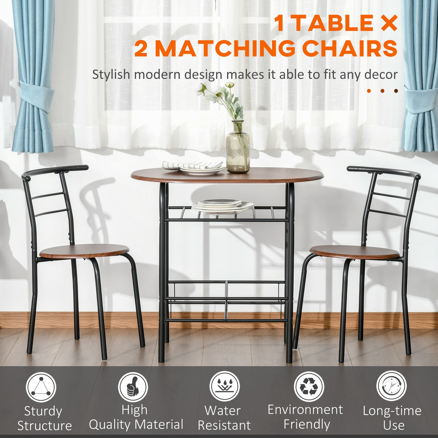 HOMCOM Three-Piece Compact Dining Set - Natural