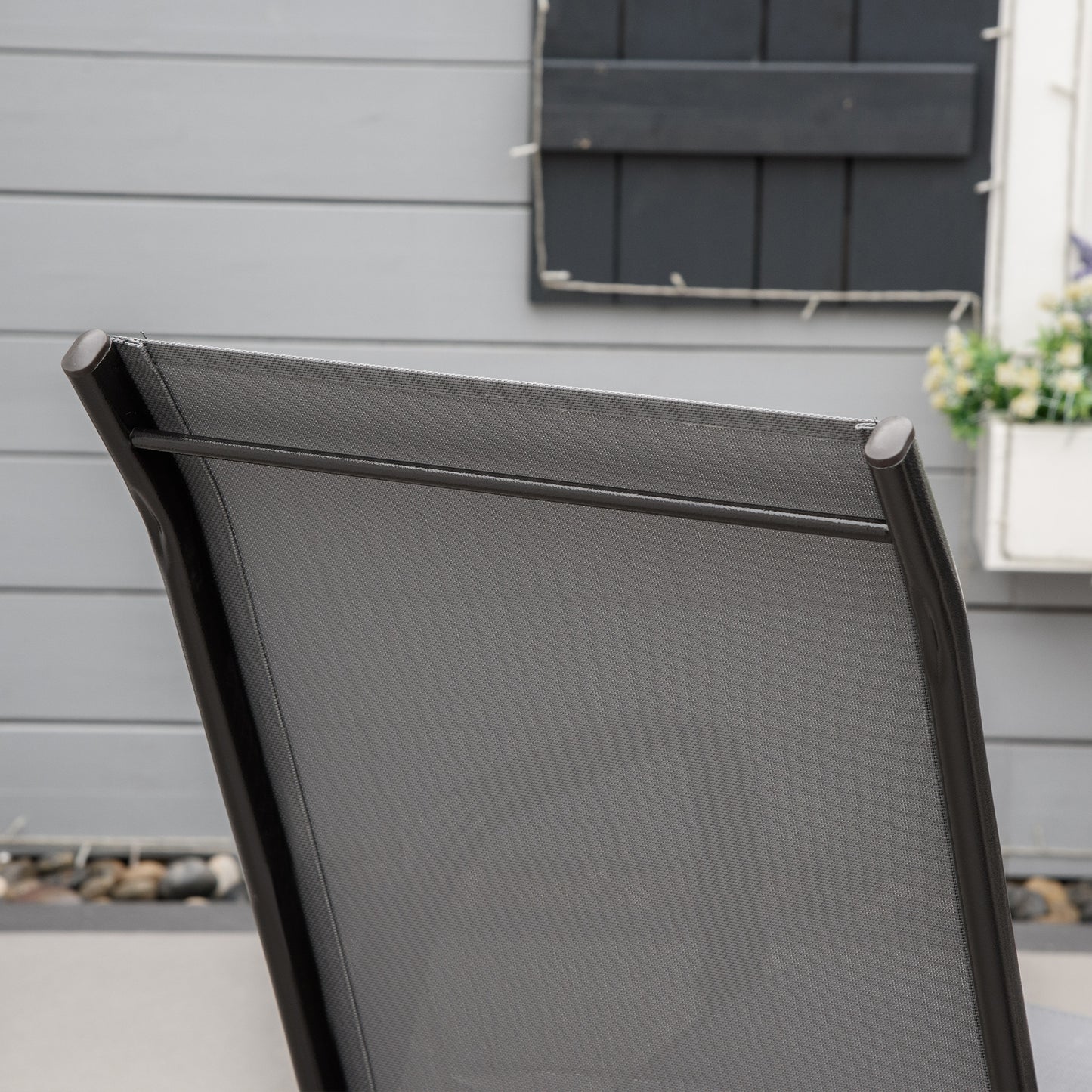 Outsunny Set of Four Stackable Mesh Seat Chairs - Dark Grey