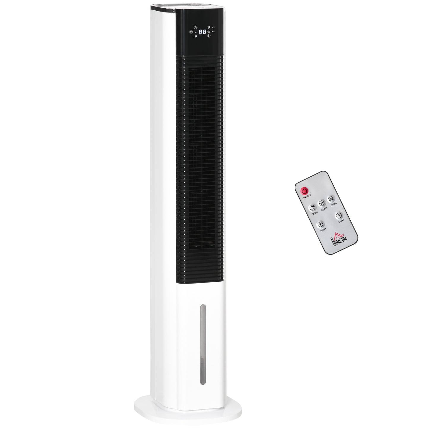 Photo of HOMCOM Portable Air Cooler, 6L Tank Humidifier Evaporative Ice Cooling Fan Water Conditioner Unit with 3 Modes, 3 Speed, Remote, Timer, Oscillating for Home Bedroom, White in White colour on a white background
