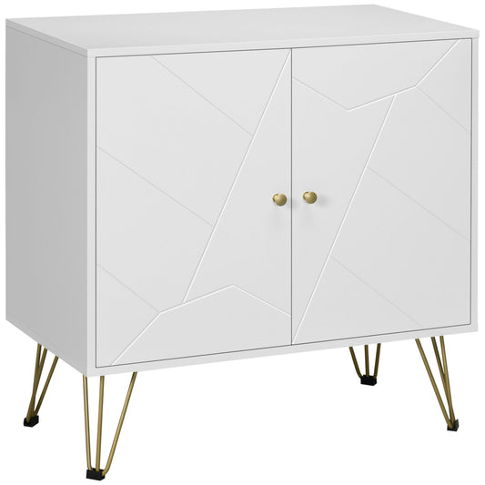 Photo of HOMCOM Storage Cabinet Slim Sideboard with Golden Hairpin Legs Adjustable Shelves for Living Room Dining Room Hallway White in White colour on a white background