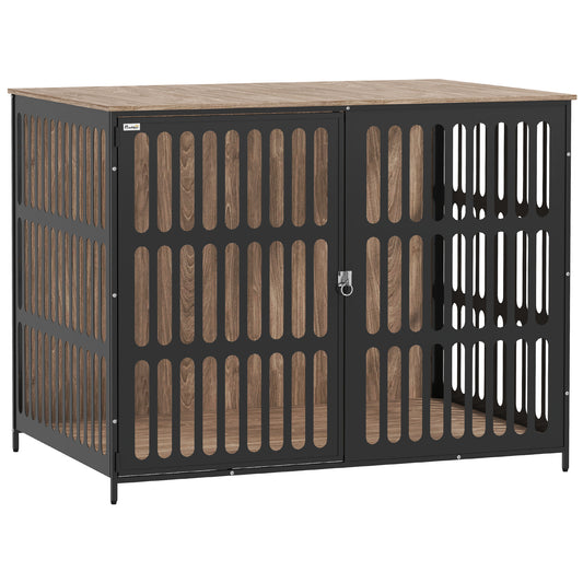 Photo of PawHut Dog Crate Furniture with Anti-Chew Resistant Mesh, Anti-Escape Single Door, for Extra Large Dogs, 118 x 80 x 92 cm in cm colour on a white background