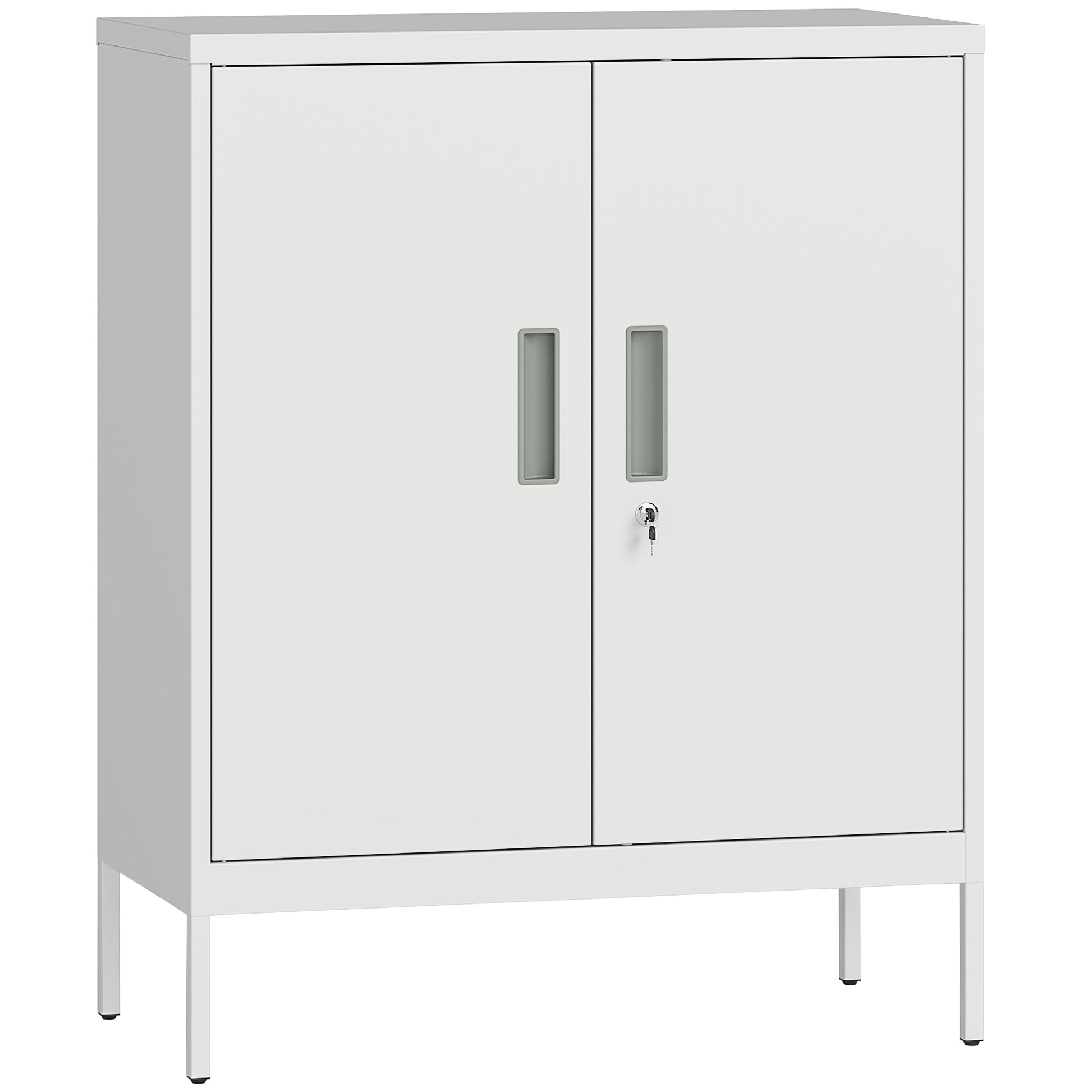 Photo of HOMCOM Metal Storage Cabinet with Lock and Adjustable Shelves - White in White colour on a white background