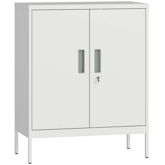 Photo of HOMCOM Metal Storage Cabinet with Lock and Adjustable Shelves - White in White colour on a white background