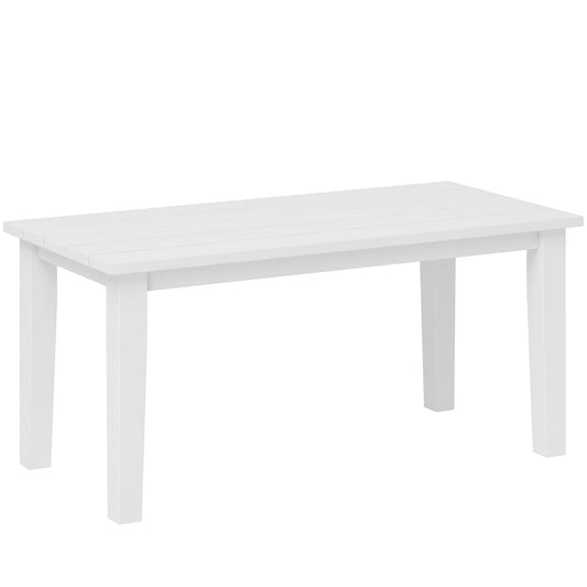 Photo of Outsunny Outdoor Garden Coffee Table, HDPE All-Weather Rectangular Outdoor Garden Table with Slatted Tabletop for Patio, Balcony, 91 x 44 x 42 cm, White in White colour on a white background