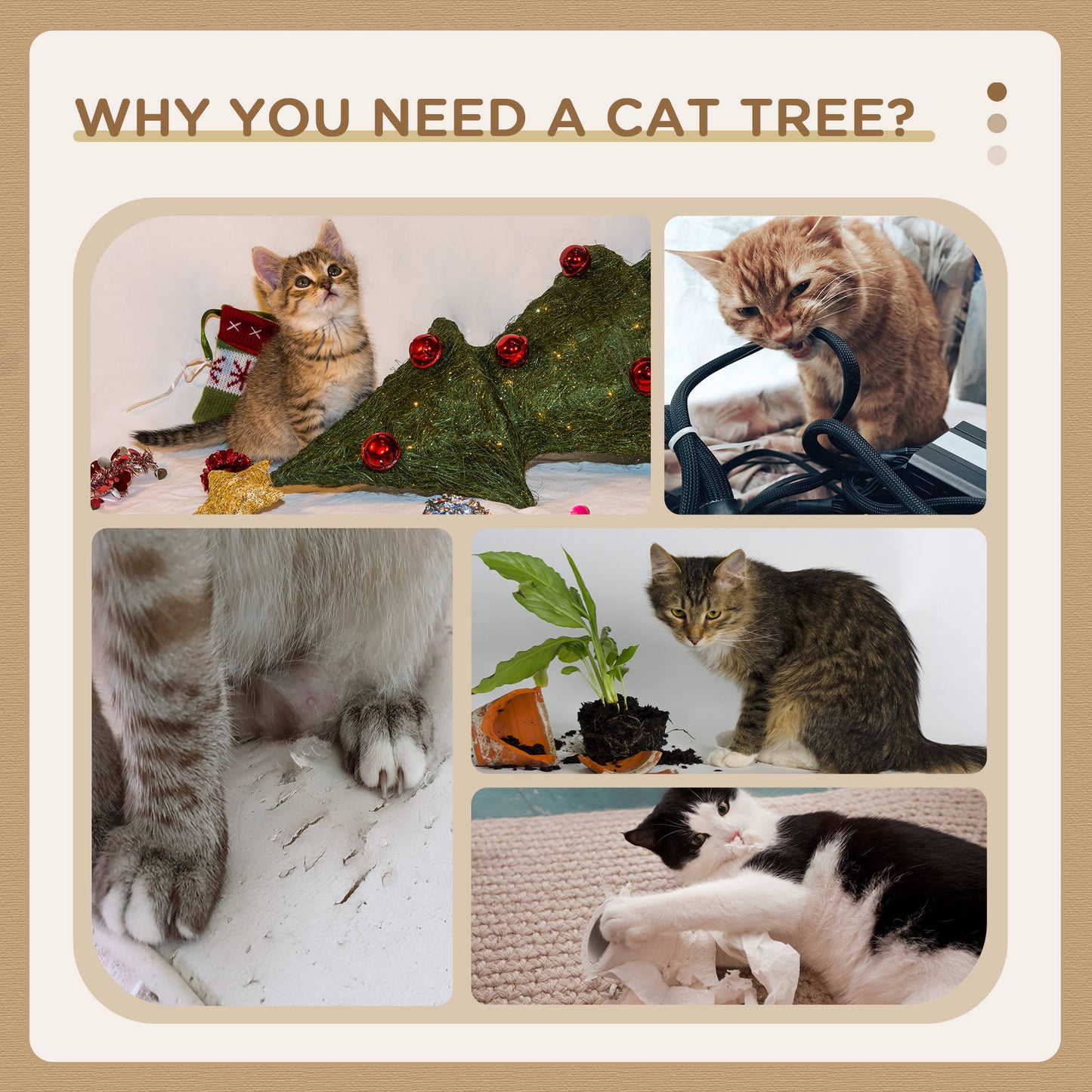 PawHut Cat Tree for Indoor Cats 95cm Climbing Tower Kitten Activity Center with Sisal Scratching Post Perch Roomy Condo Hammock Removable Felt Hanging Toy, Grey