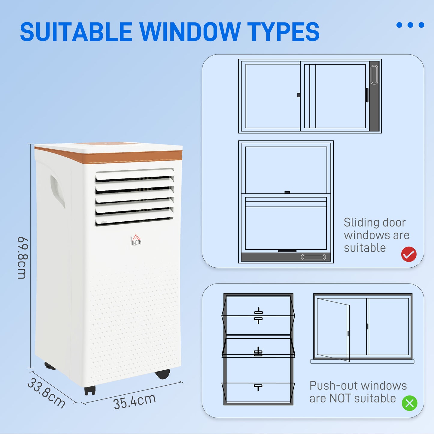 HOMCOM 9000 BTU Air Conditioning Unit, 3-in-1 Portable Air Conditioner, Dehumidifier, Cooling Fan with Remote, LED Display, 2 Speeds, 24H Timer, Window Venting Kit, 28m²