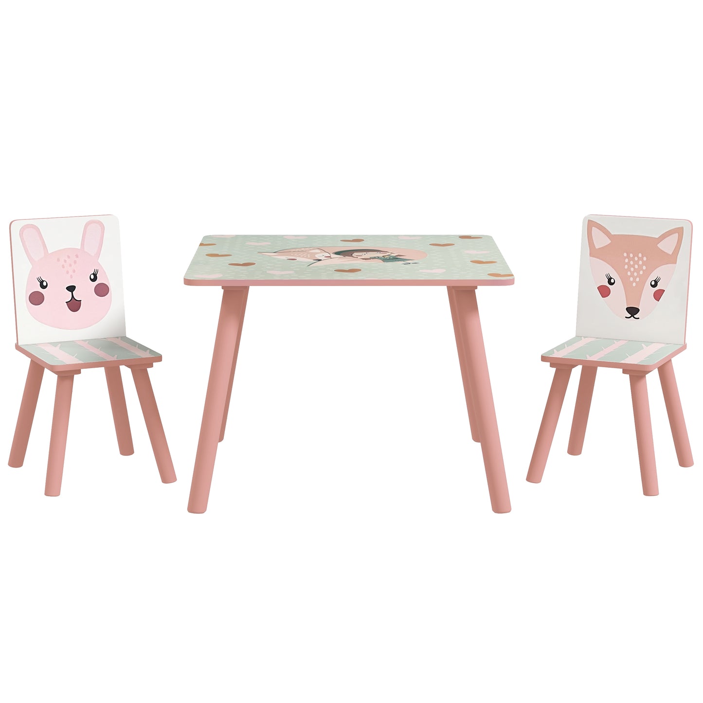 Photo of ZONEKIZ Kids and Table Chairs, Children Desk with Two Chairs, Toddler Furniture Set, for Ages 3-6 Years - Pink in Pink colour on a white background