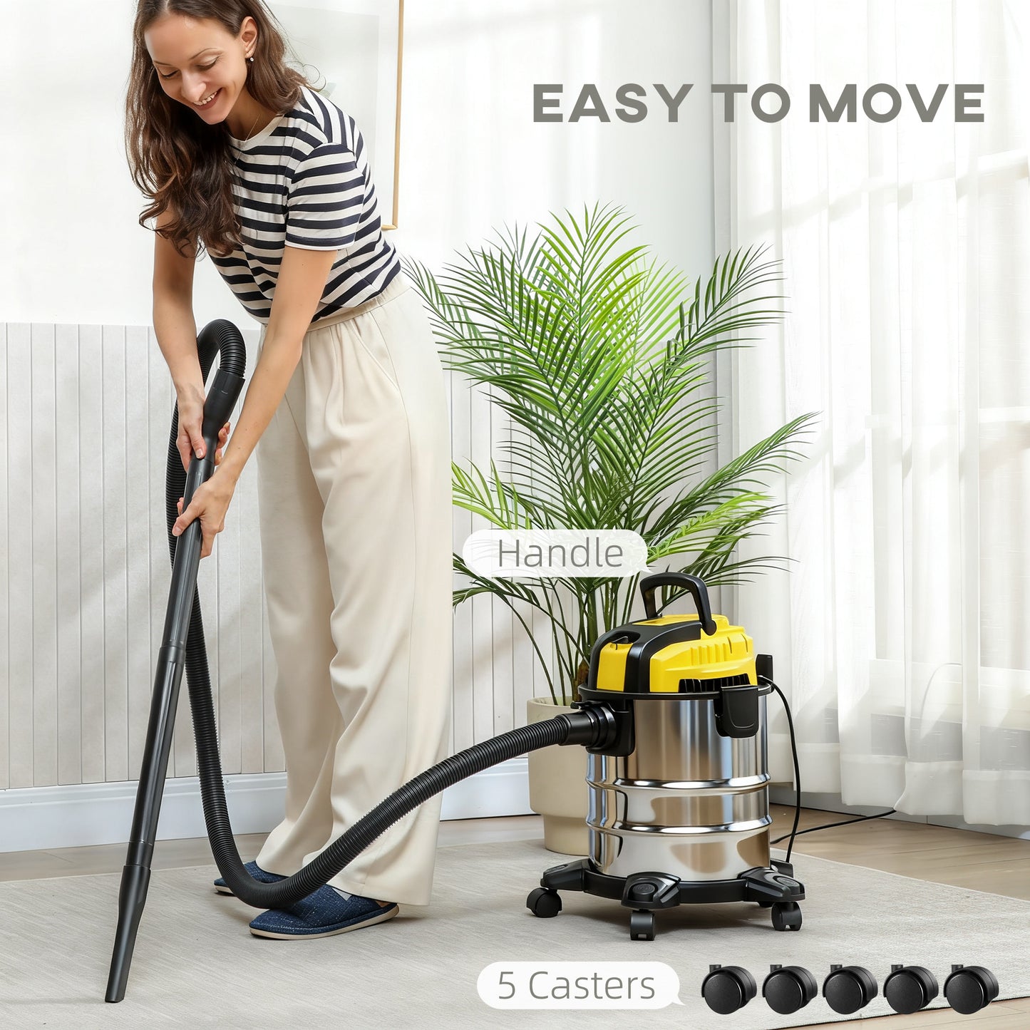 HOMCOM Wet and Dry Vacuum Cleaner, 1200W 20L Wet & Dry Vacuum Cleaner w/ Blower, Triple Filters for Workshop, Home, Carpet