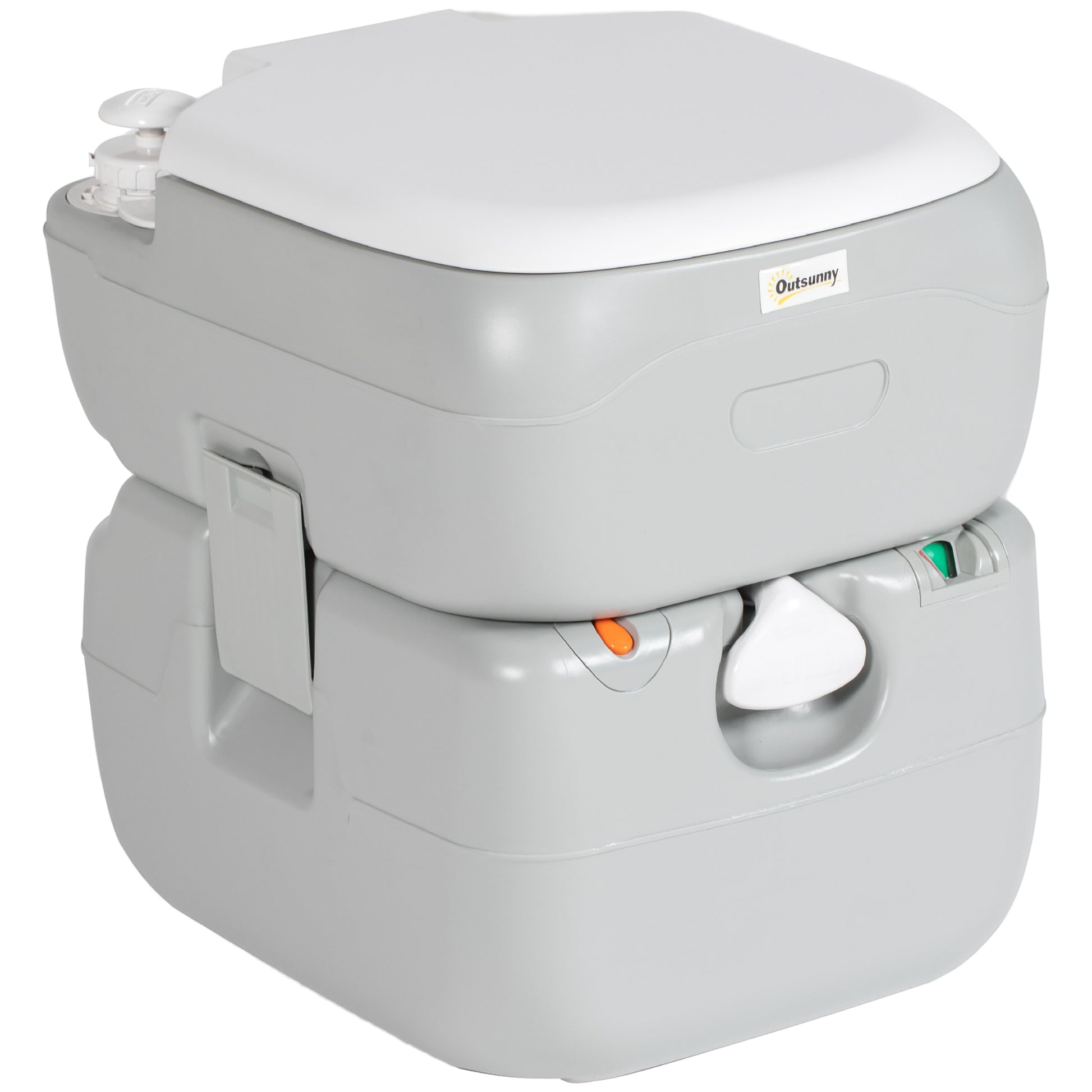 Photo of Outsunny Portable Toilet for Adults, 22L Camping Toilet with Seat, Lid and Anti-Leak Handle Pump, Outdoor Travel Toilet with Detachable Tanks for Camping, Boating, Hiking, Travel, RV, Grey in Grey colour on a white background