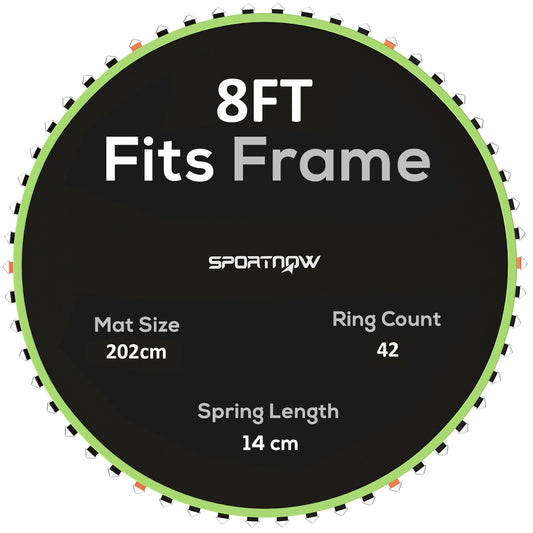 Photo of SPORTNOW Trampoline Replacement Mat with Spring Pull Tool, 42 V-Hooks, for 8ft Trampoline using 14cm Springs, Green in Green colour on a white background