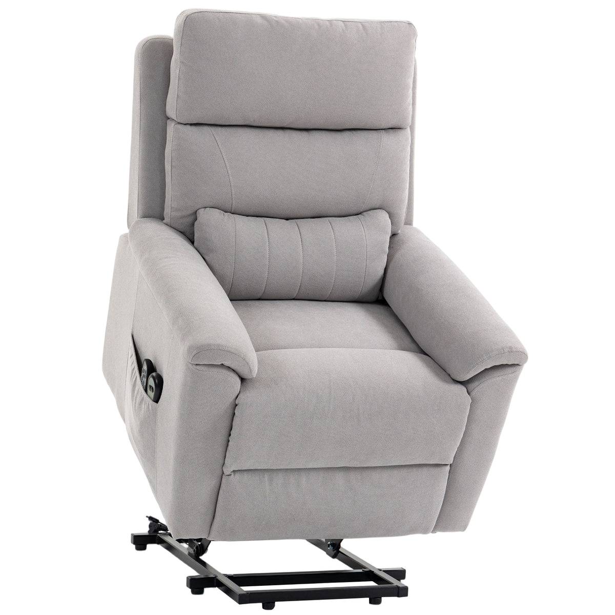 Photo of HOMCOM Power lift recliner chair with Massage and Heat, Terry Cloth Electric Lift Chair with Spring Cushion, Light Grey in Grey colour on a white background