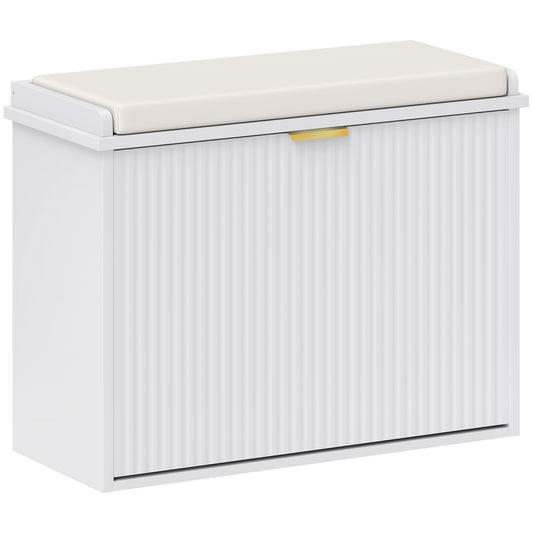 Photo of HOMCOM Elegant Six Shoe Bench, with Top Seat - White in White colour on a white background