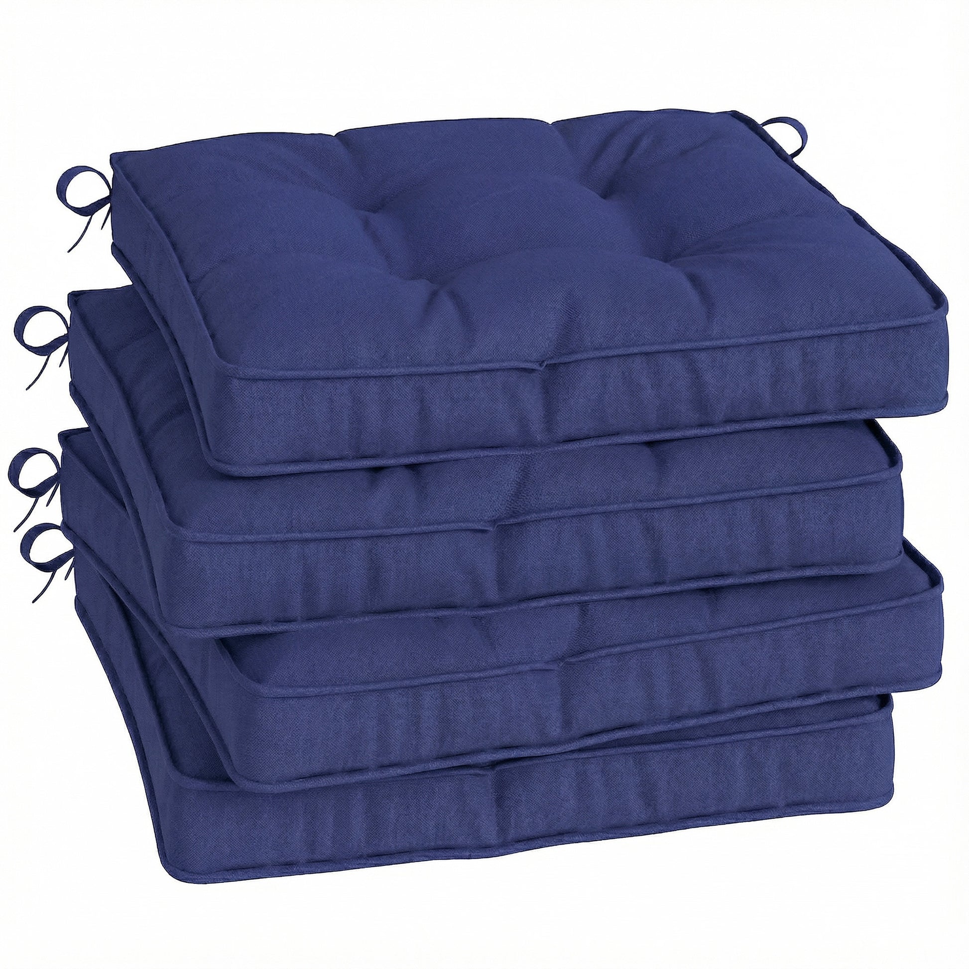 Photo of Outsunny Garden Seat Cushion with Ties, 42 x 42cm Replacement Dining Chair Seat Pad, Dark Blue in Blue colour on a white background