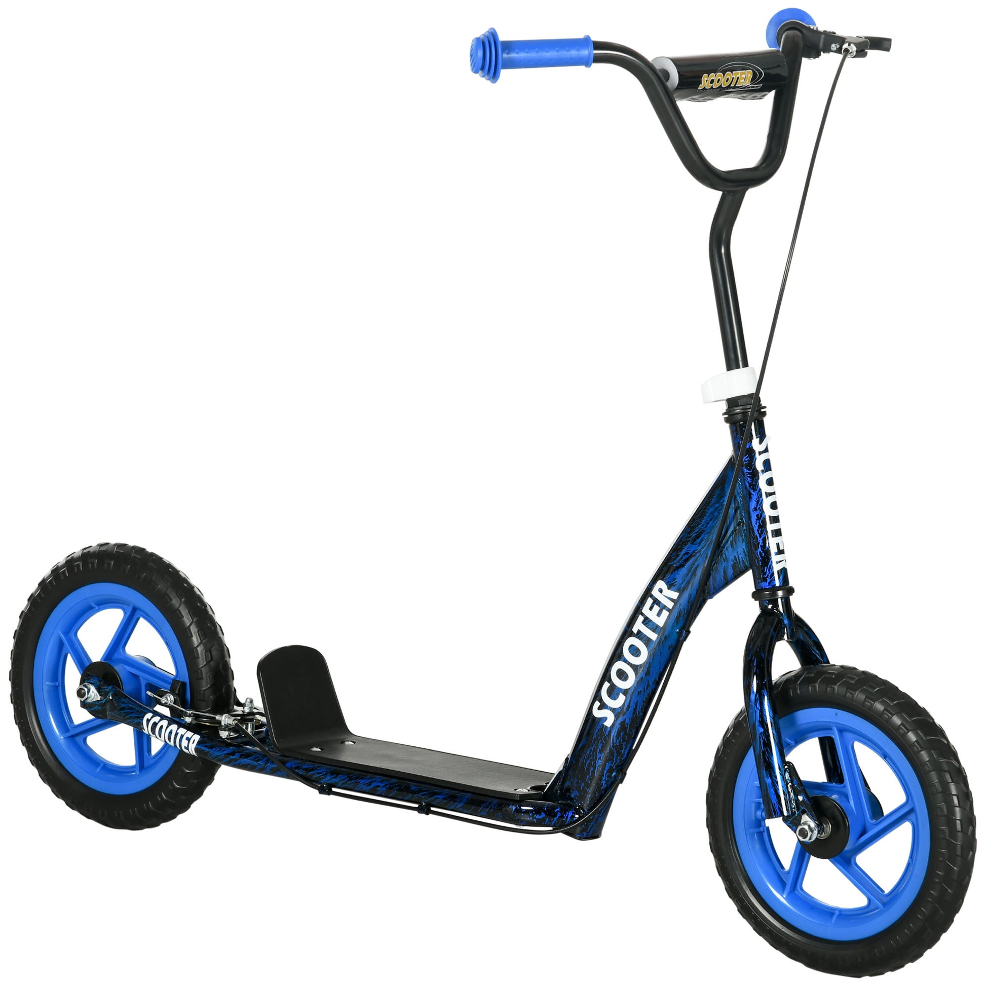 Photo of AIYAPLAY Kids Scooter with Adjustable Handlebar, Children's Kick Scooter with Non-slip Footplate, Rear Brake, Kickstand, Blue in Blue colour on a white background