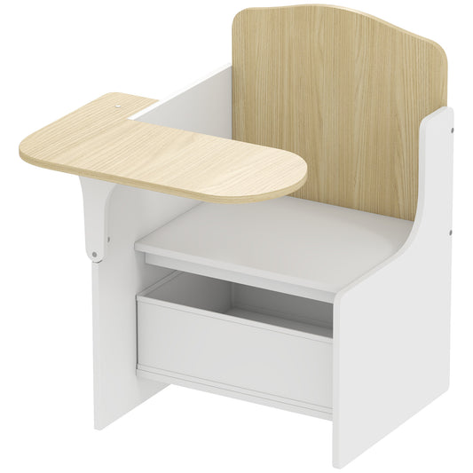 Photo of AIYAPLAY Kids Table and Chair Set, Children Desk and Chair with Storage Bins for Playing, Reading, Painting, for Ages 3-5, White in White colour on a white background