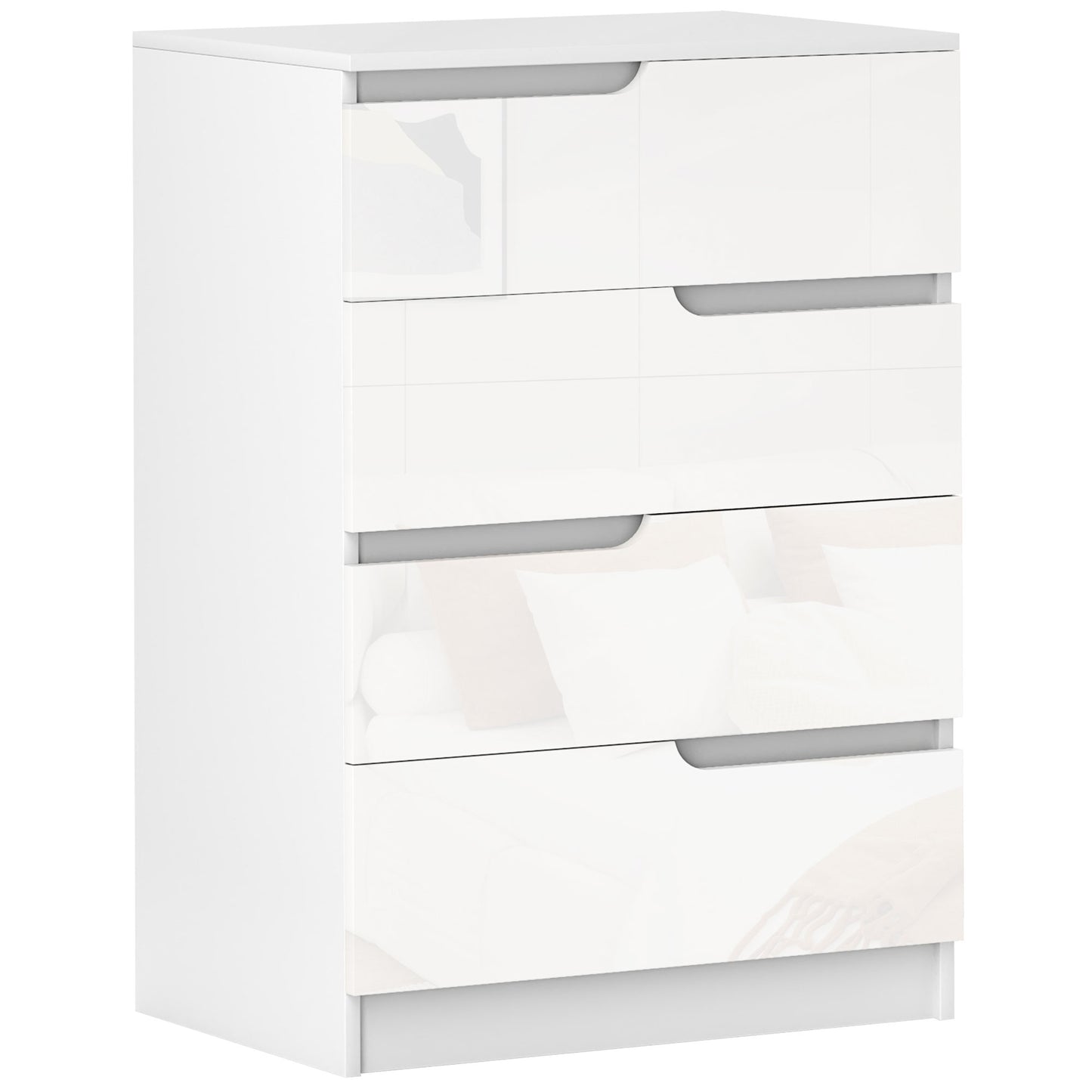 Photo of HOMCOM Chest of Four High Gloss Front Drawers - White in White colour on a white background