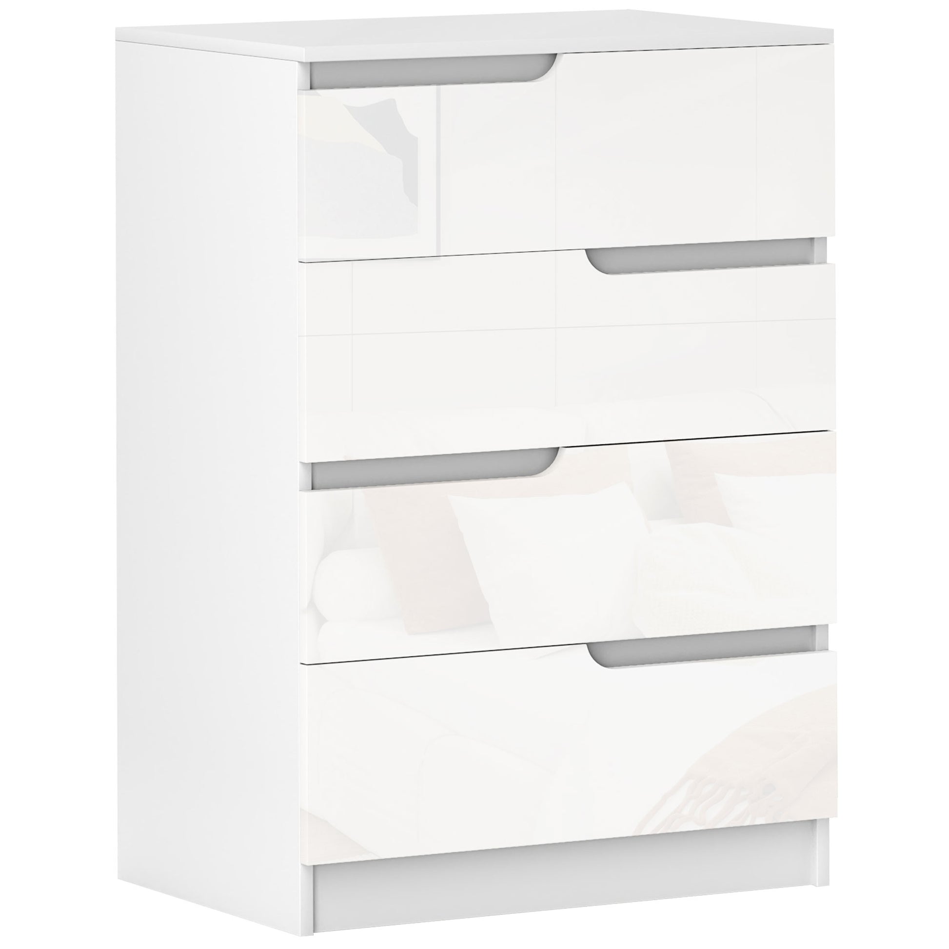 Photo of HOMCOM Chest of Four High Gloss Front Drawers - White in White colour on a white background