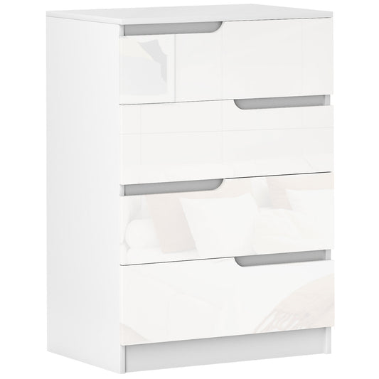 Photo of HOMCOM Chest of Four High Gloss Front Drawers - White in White colour on a white background