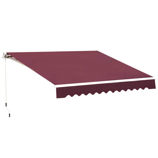 Photo of Outsunny 3 x 2.5m Manual Retractable Awning for Patio 45-75° Sun Canopy with Waterproof Fabric - Wine Red in Red colour on a white background
