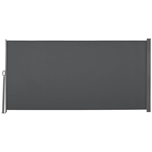 Photo of Outsunny Retractable Sun Side Awning Screen Fence Patio Garden Wall Balcony Screening Panel Outdoor Blind Privacy Divider (3x1.6M, Grey) in Grey) colour on a white background